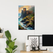 Festung Stone Ruinen am Meeresrand Poster (Heimbüro)