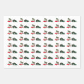 Festwagen und Camper Weihnachten rot und grün Geschenkpapier Set (Vorderseite)
