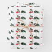 Festwagen und Camper Weihnachten rot und grün Geschenkpapier Set (Beispiel)