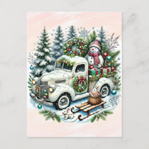 Festwagen Weihnachtliche Lieferung im alten Stil Feiertagspostkarte