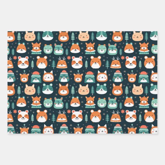 Festwaldfreunde wackeln Papierblätter Geschenkpapier Set (Vorderseite 2)