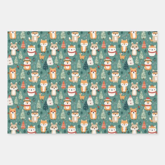 Festwaldfreunde wackeln Papierblätter Geschenkpapier Set (Vorderseite)