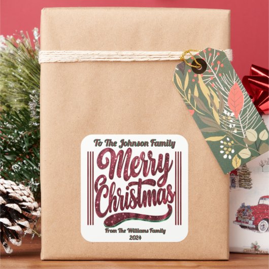 Festzettel für Weihnachten Quadratischer Aufkleber (Feiertag)