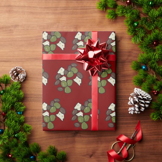 Feta-Käse und Oliven Geschenkpapier (Feiertagsgeschenk)