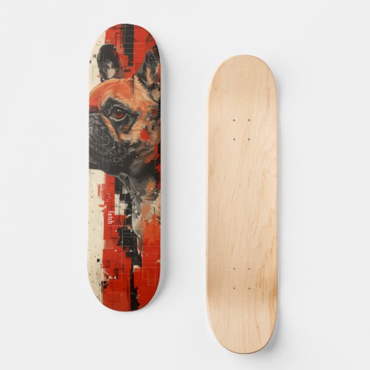 "Fetch" French Bulldog 7 3/4" Skateboard Deck (Vorderseite)