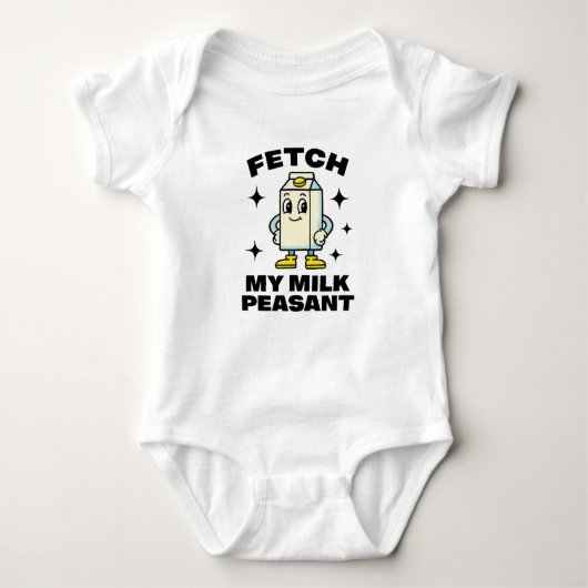 Fetch My Milk Peasant- Baby Grow Baby Strampler (Vorderseite)