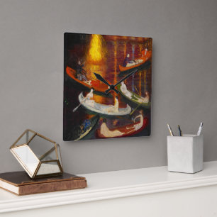 Fete am See von Florine Stettheimer Quadratische Wanduhr