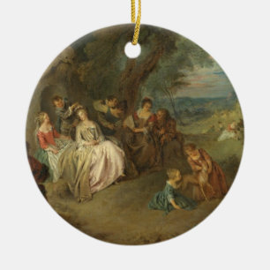 Fête Champêtre, C. 1730 (Öl auf Leinwand) Keramik Ornament