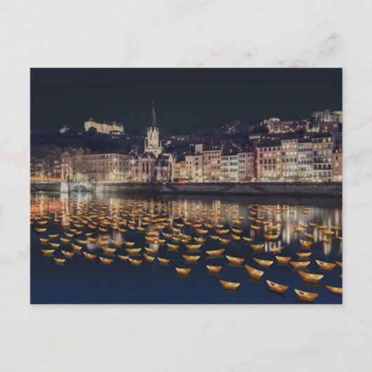 Fête des Lumières bateaux - Lyon Postkarte (Vorderseite)