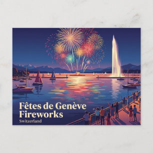 Fêtes de Genève Feuerwerk Schweiz Postkarte