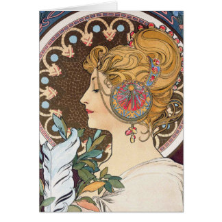 Fether by Alphonse Mucha - Vintager Jugendstil