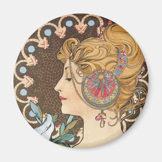 Fether by Alphonse Mucha - Vintager Jugendstil Magnet (Vorne)