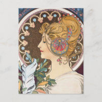 Fether by Alphonse Mucha - Vintager Jugendstil