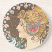 Fether by Alphonse Mucha - Vintager Jugendstil Sandstein Untersetzer (Vorne)