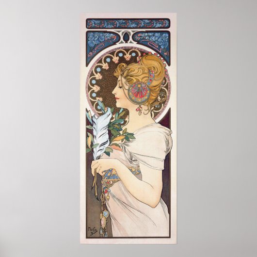 Fether by Alphonse Mucha - Vintages Jugendstil-Pos Poster (Vorne)