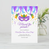 Fether Mask Mardi Gras Party Einladung (Stehend Vorderseite)