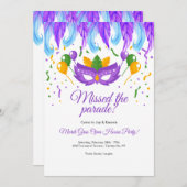 Fether Mask Mardi Gras Party Einladung (Vorne/Hinten)