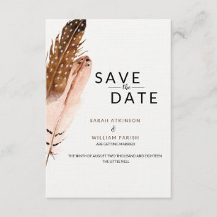 Fether Watercolor Save the Date Card Einladung