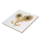 Fetherplume Pfauenvogel Gold aquamariner Luxus Fliese (Seite)