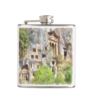 Fethiye Ancient Lycian Tombs Wasserfarbe Flachmann