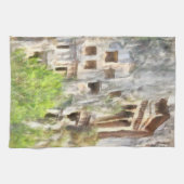 Fethiye Ancient Lycian Tombs Wasserfarbe Geschirrtuch (Horizontal)
