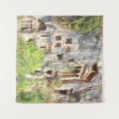 Fethiye Ancient Lycian Tombs Wasserfarbe Wandteppich (Vorderseite (Horizontal))