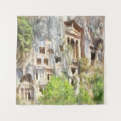 Fethiye Ancient Lycian Tombs Wasserfarbe Wandteppich (Vorderseite)