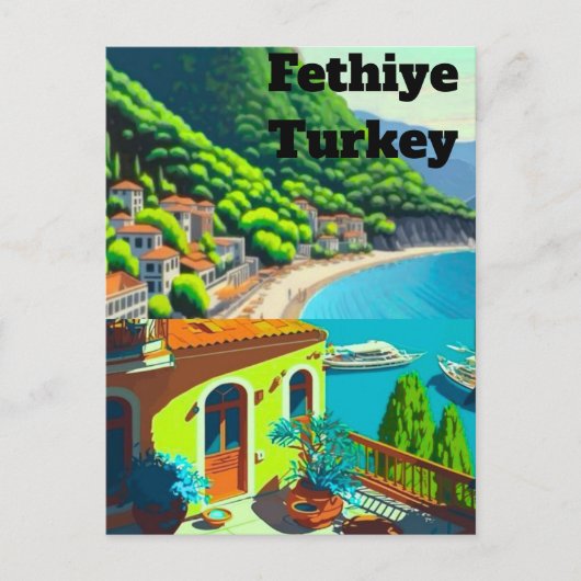 Fethiye Türkei Reise Postkarten Kunst, Fethiye Tür (Vorderseite)