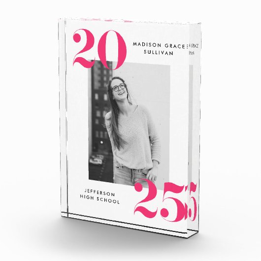 Fett 2022 Rosa Buchstaben Abschluss Fotoblock (Rechts)