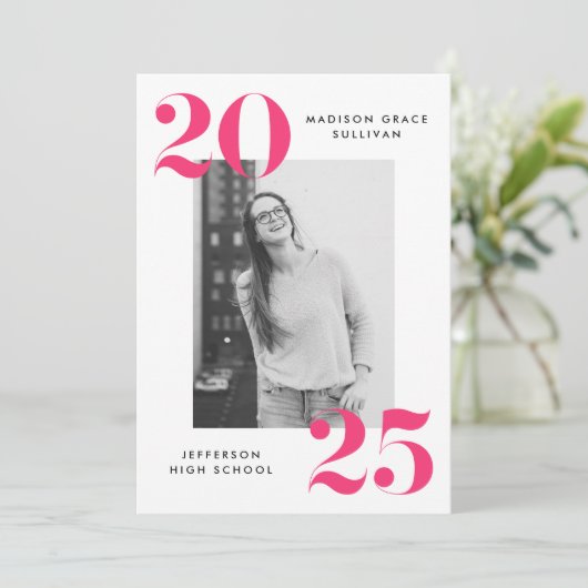 Fett 2023 Foto Graduation Party Einladung (Stehend Vorderseite)