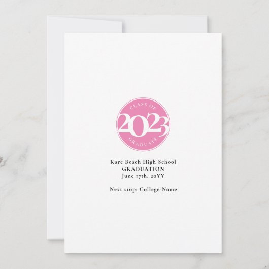 Fett 2023 GRAD Cap 3-Foto Collage Pink Abschluss Ankündigung (Rückseite)