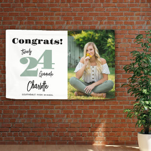 Fett 2026 Salbeigrün Gratuliere Absolvent Foto Banner