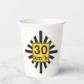 Fett 30 kmh Geschwindigkeitsbegrenzung Sunburst Tr Pappbecher (Vorderseite)