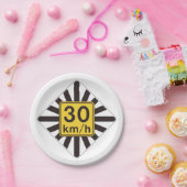 Fett 30 kmh Geschwindigkeitsbegrenzung Sunburst Tr Pappteller (Party)