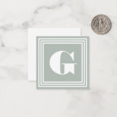 Fett 3-Rahmen-Monogramm | Asche grau und weiß Mitteilungskarte (Vorderseite/Rückseite Beispiel)