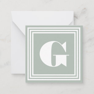 Fett 3 Rahmen Monogramm   Aschgrau & Weiß Mitteilungskarte