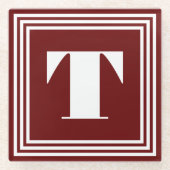 Fett 3-Rahmen-Monogramm | Dunkelrot Glasuntersetzer (Vorderseite)