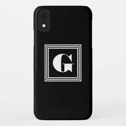 Fett 3-Rahmen-Monogramm | Schwarz/Weiß Case-Mate iPhone Hülle (Rückseite)