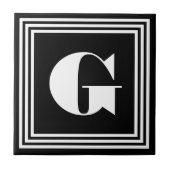 Fett 3-Rahmen-Monogramm | Schwarz/Weiß Fliese (Vorderseite)