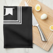 Fett 3-Rahmen-Monogramm | Schwarz/Weiß Geschirrtuch (Viertel Falte)