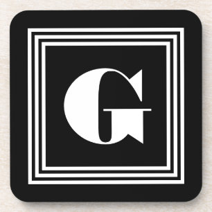 Fett 3-Rahmen-Monogramm   Schwarz/Weiß Getränkeuntersetzer