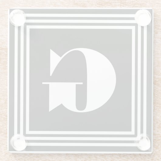 Fett 3-Rahmen-Monogramm | Schwarz/Weiß Glasuntersetzer (Rückseite)