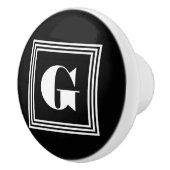 Fett 3-Rahmen-Monogramm | Schwarz/Weiß Keramikknauf (Rechts)