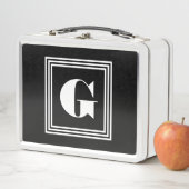 Fett 3-Rahmen-Monogramm | Schwarz/Weiß Metall Brotdose (Beispiel)