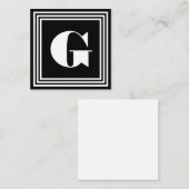 Fett 3-Rahmen-Monogramm | Schwarz/Weiß Mitteilungskarte (Vorne/Hinten)