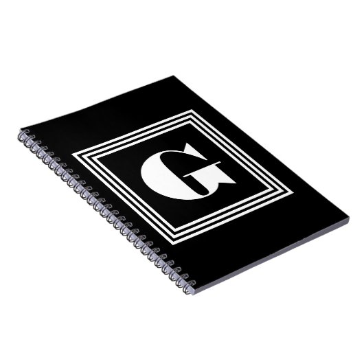 Fett 3-Rahmen-Monogramm | Schwarz/Weiß Notizblock (Rechte Seite)