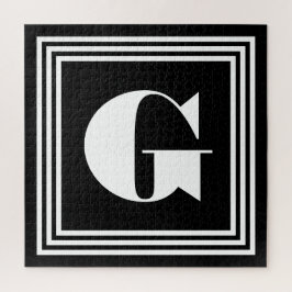 Fett 3-Rahmen-Monogramm | Schwarz/Weiß Puzzle