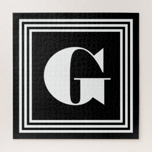 Fett 3-Rahmen-Monogramm   Schwarz/Weiß Puzzle