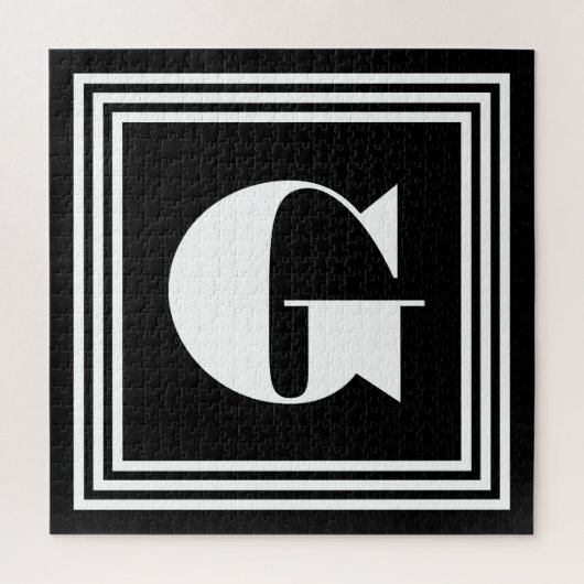 Fett 3-Rahmen-Monogramm | Schwarz/Weiß Puzzle (Vertikal)