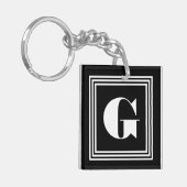 Fett 3-Rahmen-Monogramm | Schwarz/Weiß Schlüsselanhänger (Vorderseite links)